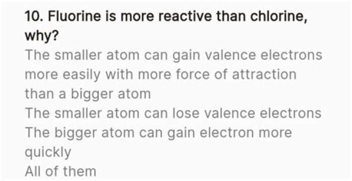 Why fluorine is more reactive than chlorine